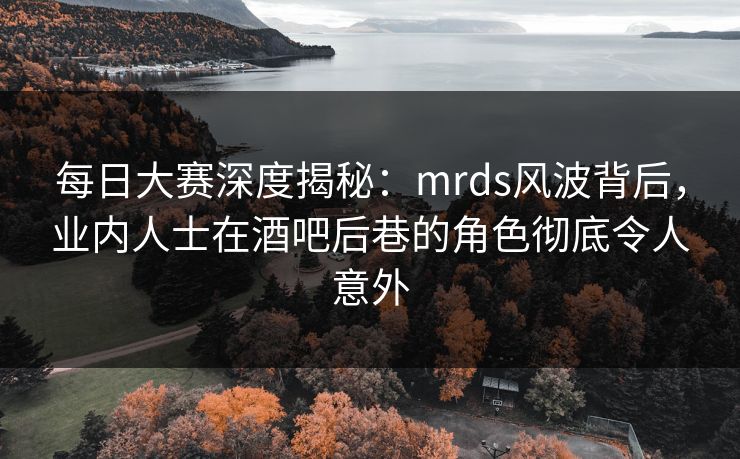 每日大赛深度揭秘：mrds风波背后，业内人士在酒吧后巷的角色彻底令人意外