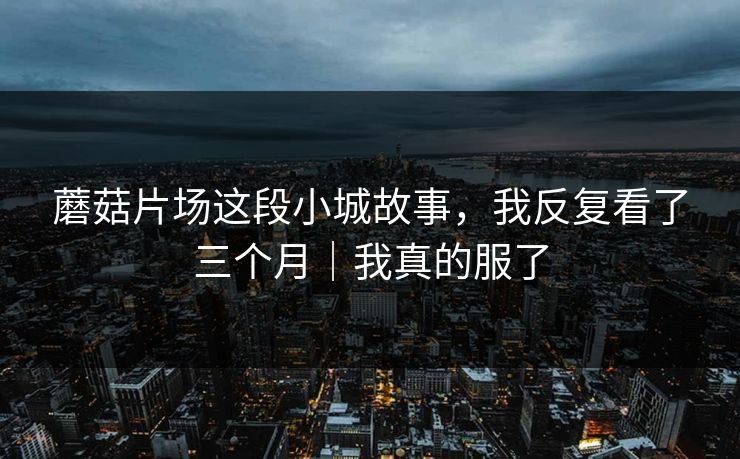 蘑菇片场这段小城故事，我反复看了三个月｜我真的服了